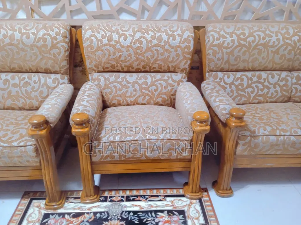Teak Wood Cushioned Sofa