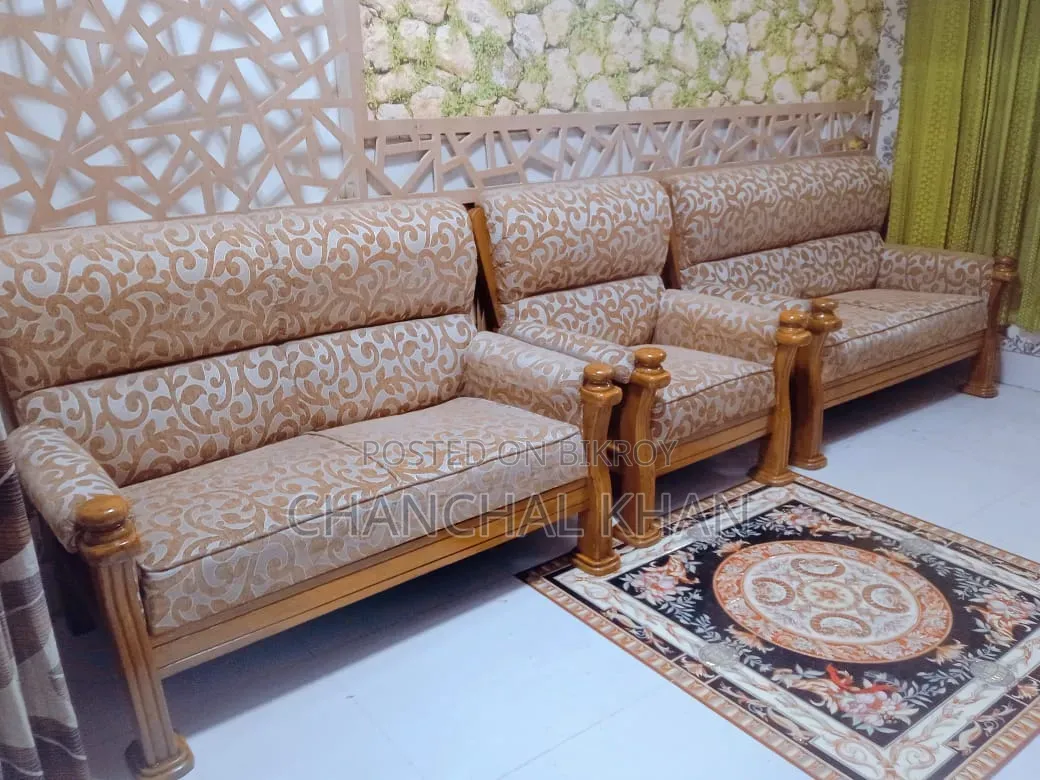 Teak Wood Cushioned Sofa