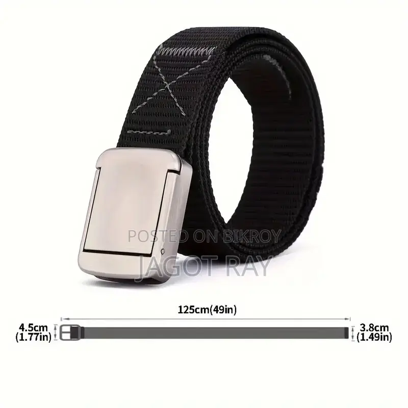 Canvas Belt with Metal Buckle for Men