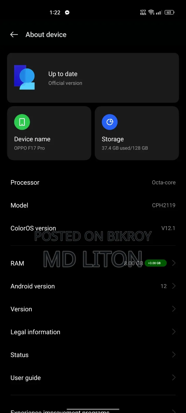 Oppo F17 Pro 128 GB Blue