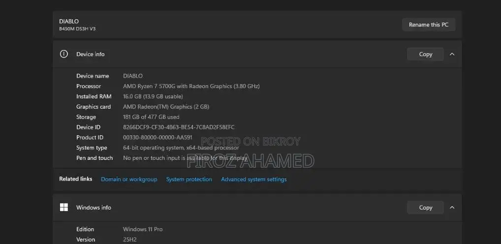 Desktop Computer Gigabyte GB-BACE-3000 16GB AMD Ryzen 7 HDD 512GB