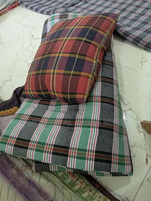 Study table, mattress, and pillow