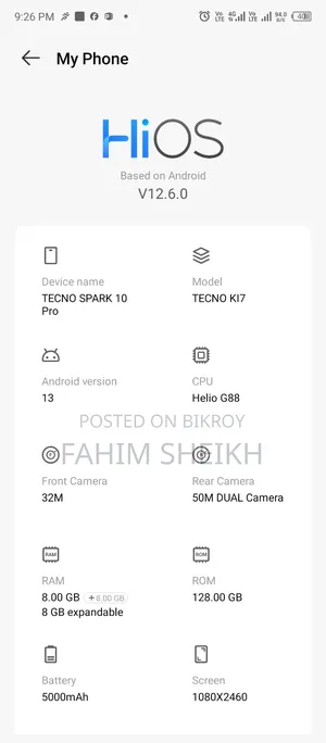 Tecno Spark 10 Pro 128 GB White