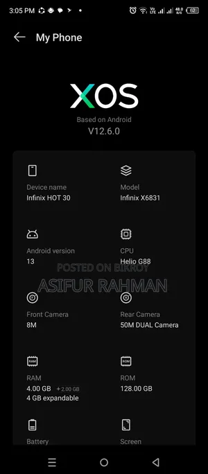 Infinix Hot 30 128 GB Blue
