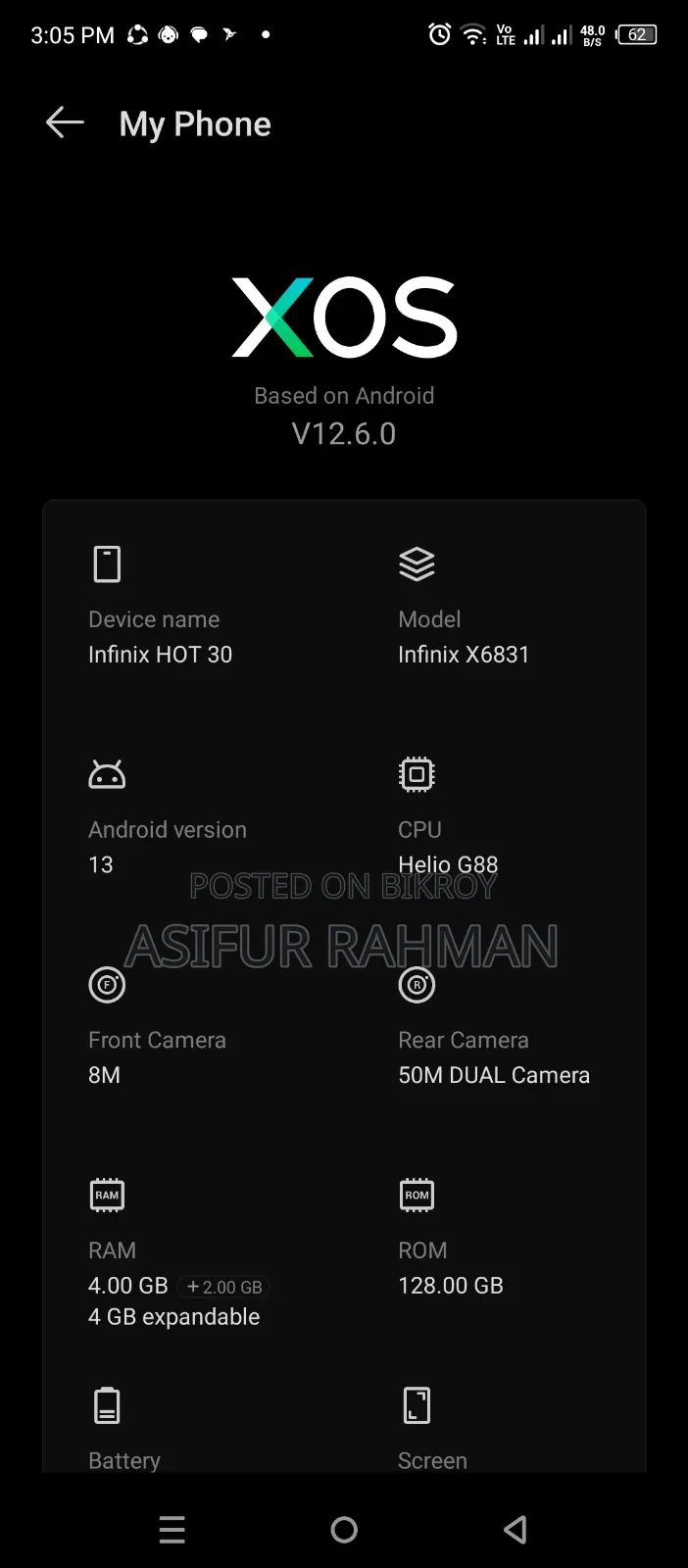 Infinix Hot 30 128 GB Blue