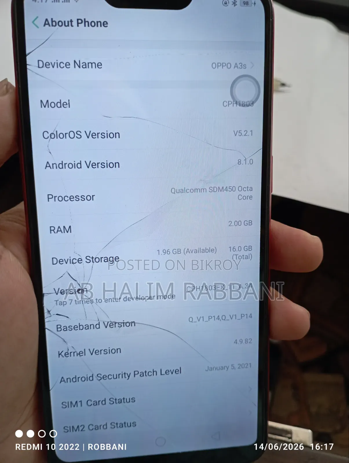 Oppo A3s 16 GB Red