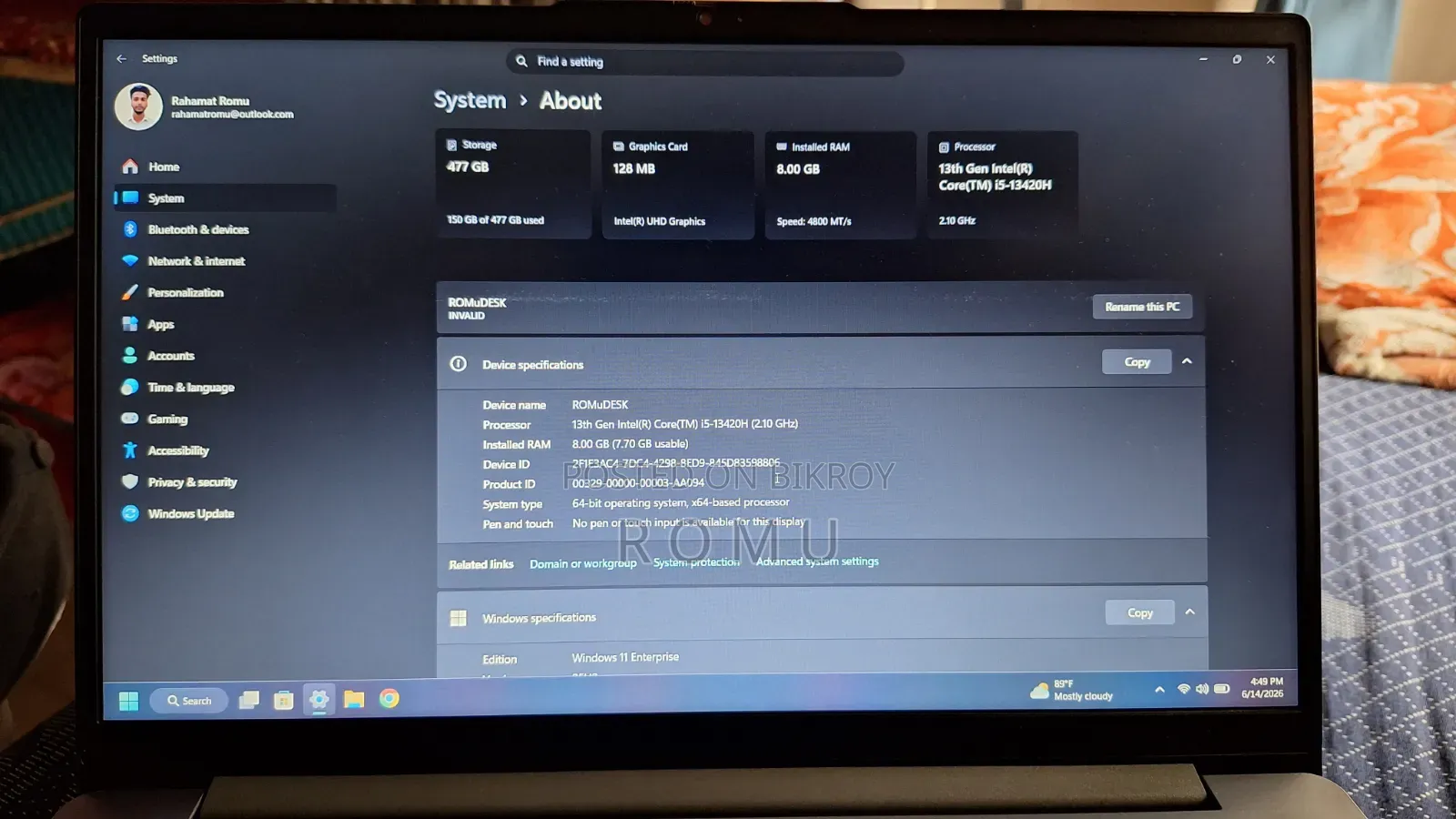 Laptop Lenovo Ideapad 3 8GB Intel Core I5 SSD 512GB