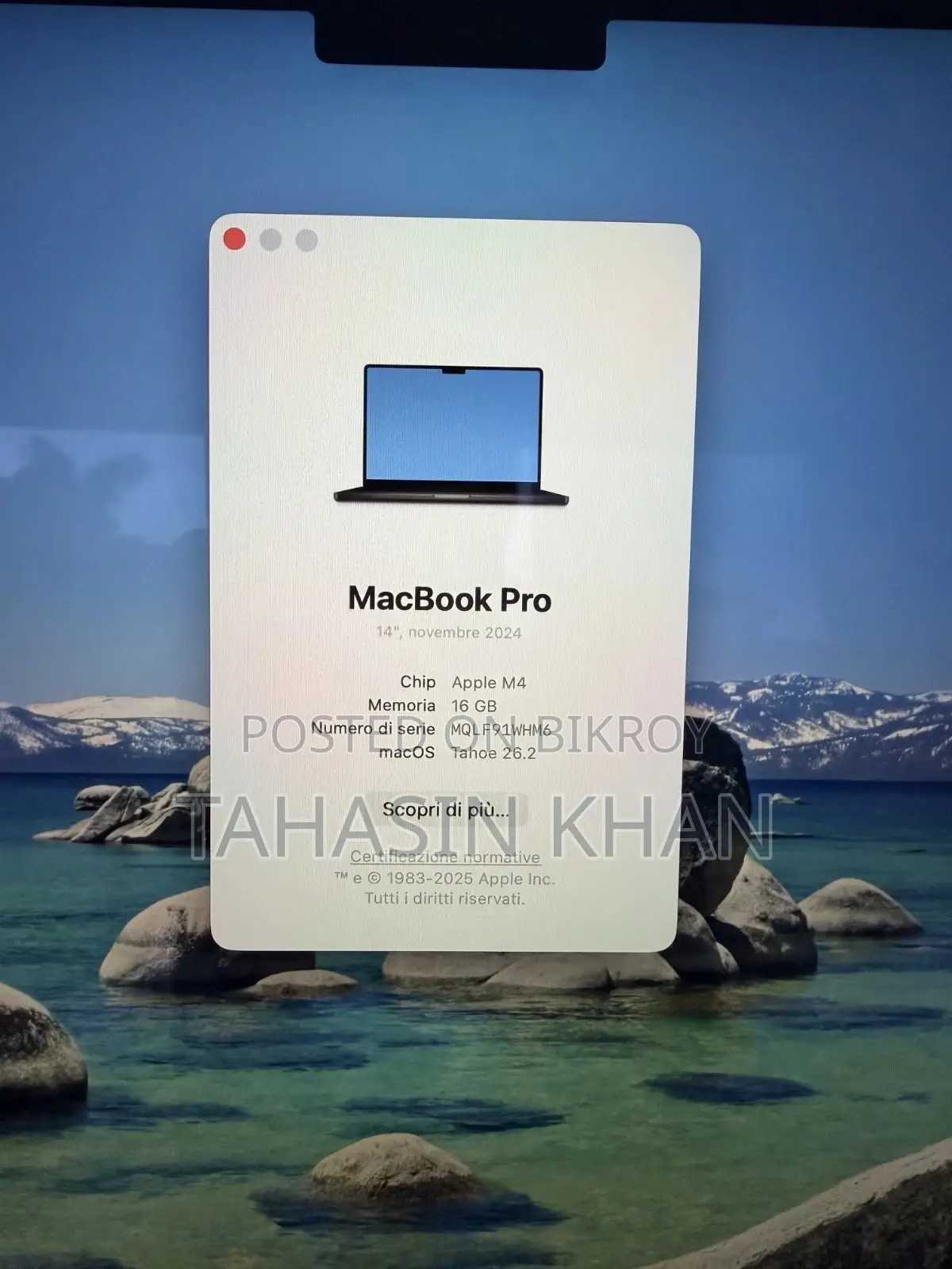 নতুন ল্যাপটপ Apple MacBook Pro 2024 M4 16GB Apple M4 SSD 1T