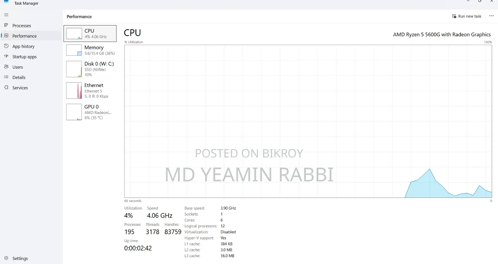 Desktop Computer 16GB AMD Ryzen 5 SSD 512GB
