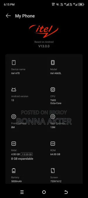Itel A70 128 GB