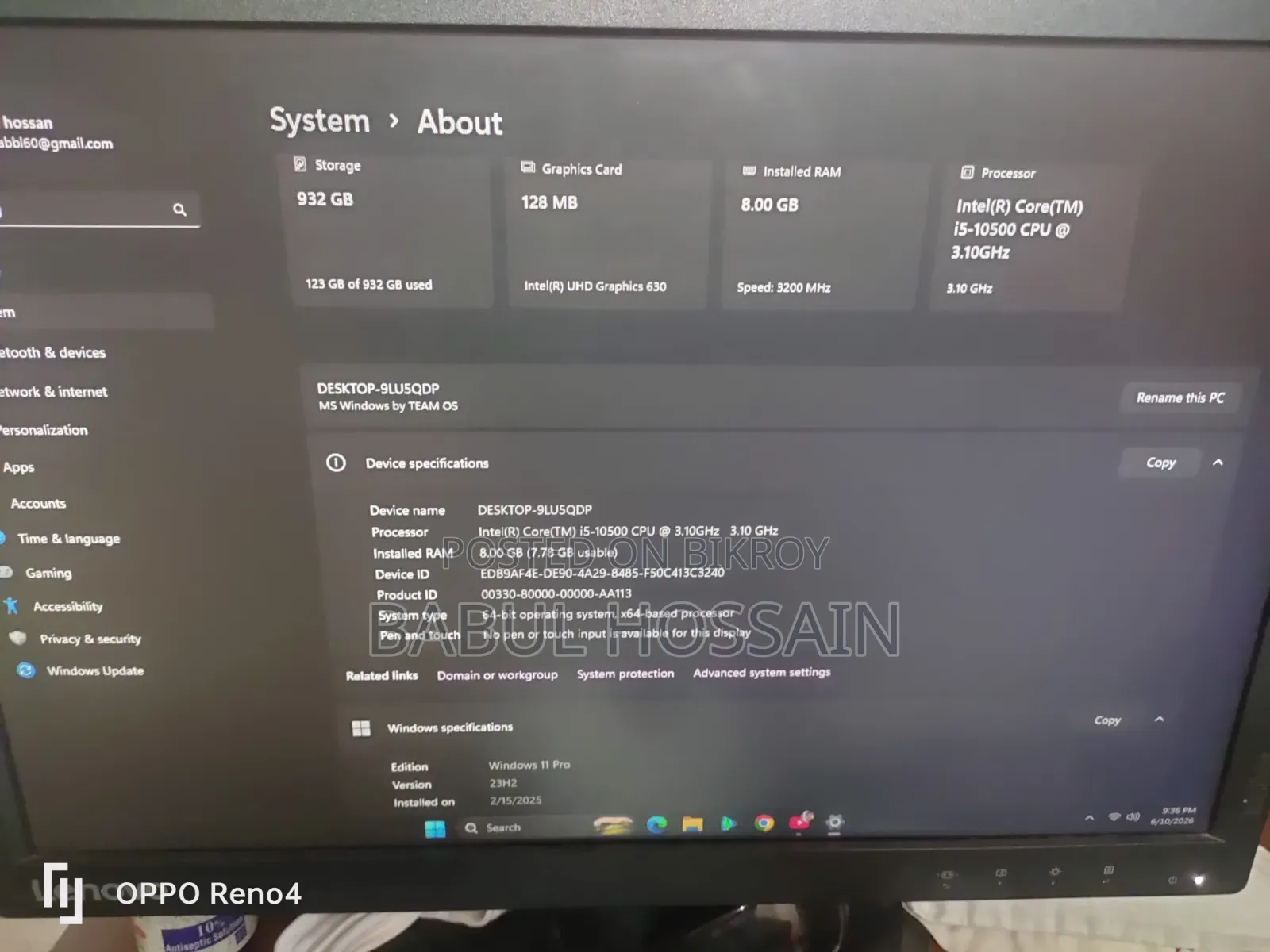 Desktop Computer HP 400 G7 8GB Intel Core I5 SSD 1TB
