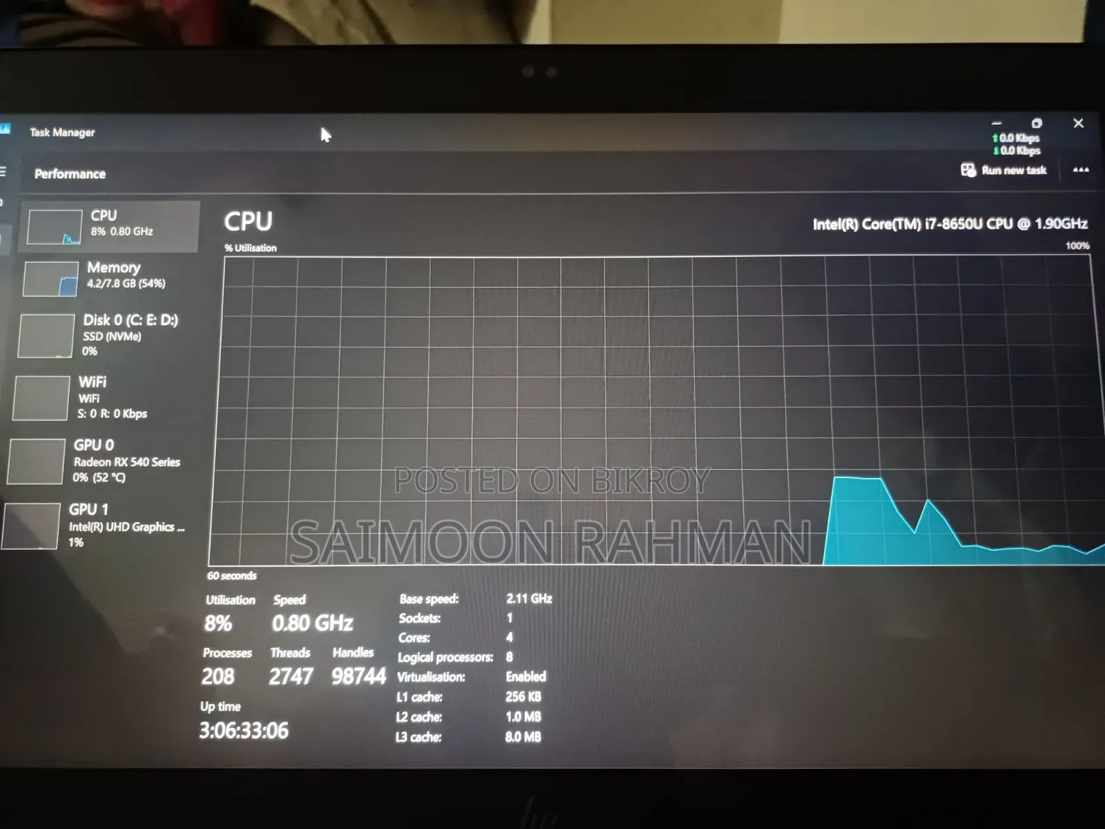 Laptop HP EliteBook 840 G5 8GB Intel Core I7 SSD 256GB