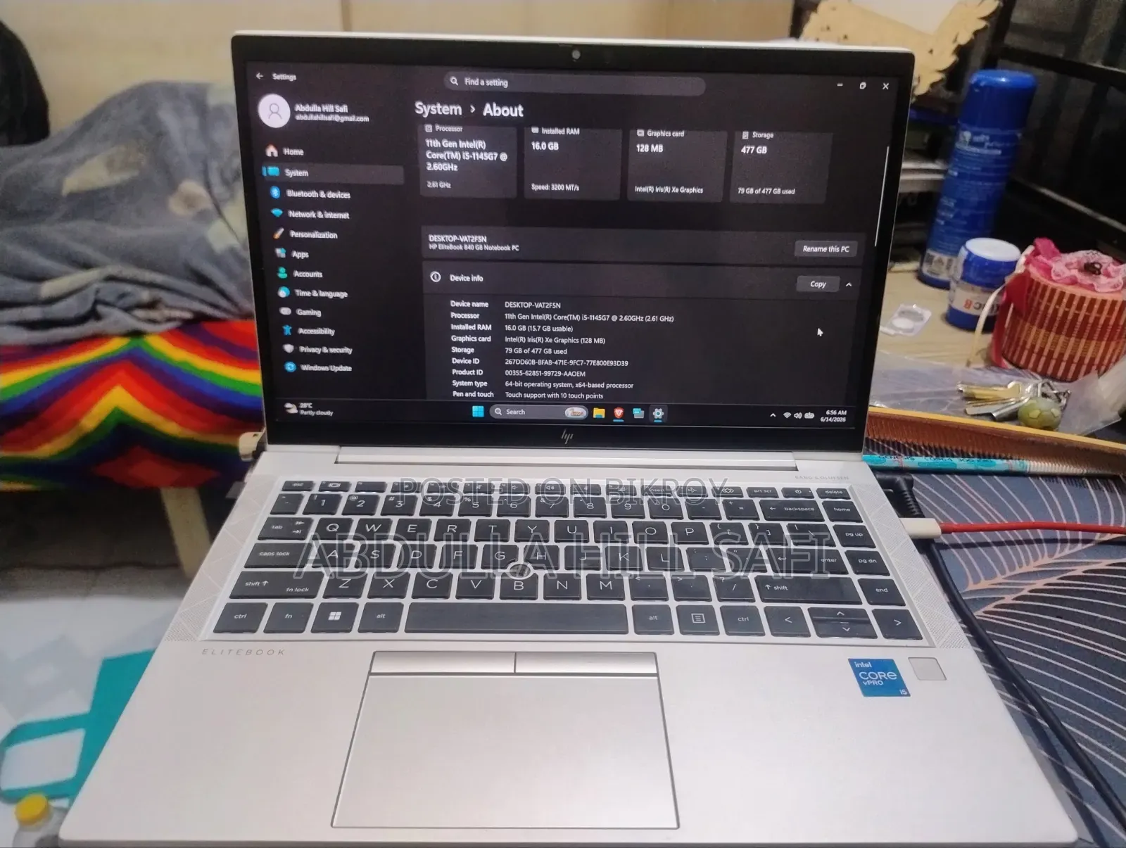 Laptop HP EliteBook 840 G8 16GB Intel Core I5 SSD 512GB