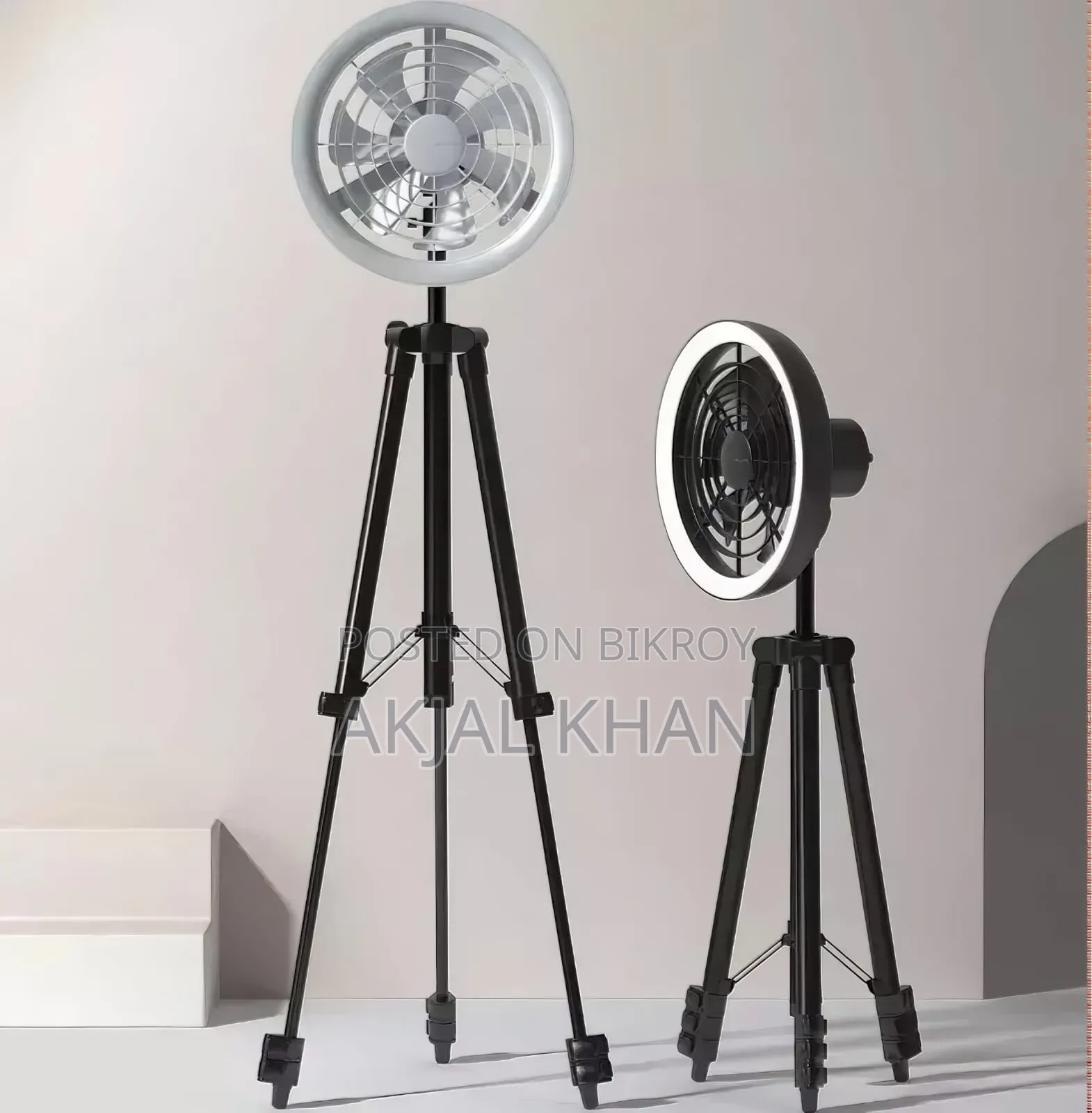 Jisulife Fa17 Rechargeable Fan With Led Light and Table Tripod