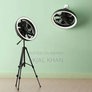 Jisulife Fa17 Rechargeable Fan With Led Light and Table Tripod