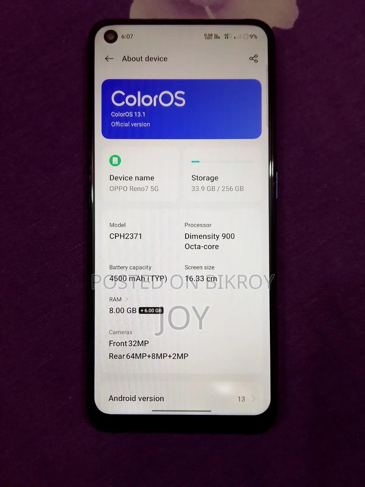 Oppo Reno7 5G 256 GB Purple