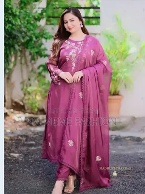 Four-piece Georgette Karchupi Work Suit Stitched by Skilled Artisans