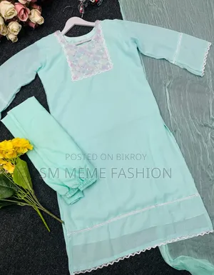 Four-piece Georgette Karchupi Work Suit Stitched by Skilled Artisans