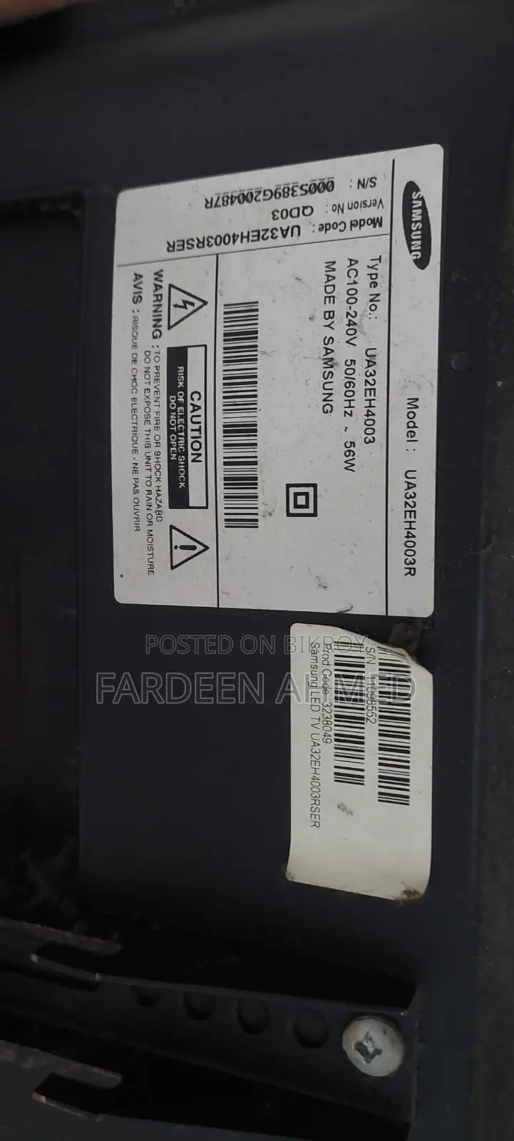 Samsung 32" Led Tv(Ua32eh4003r)- Good Condition