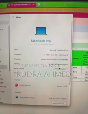 Laptop Apple MacBook Pro 2017 8GB Intel Core i5 SSD 256GB