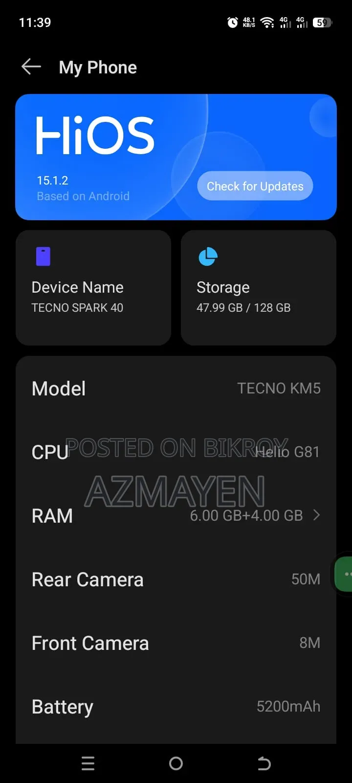 Tecno Spark 40 128 GB White