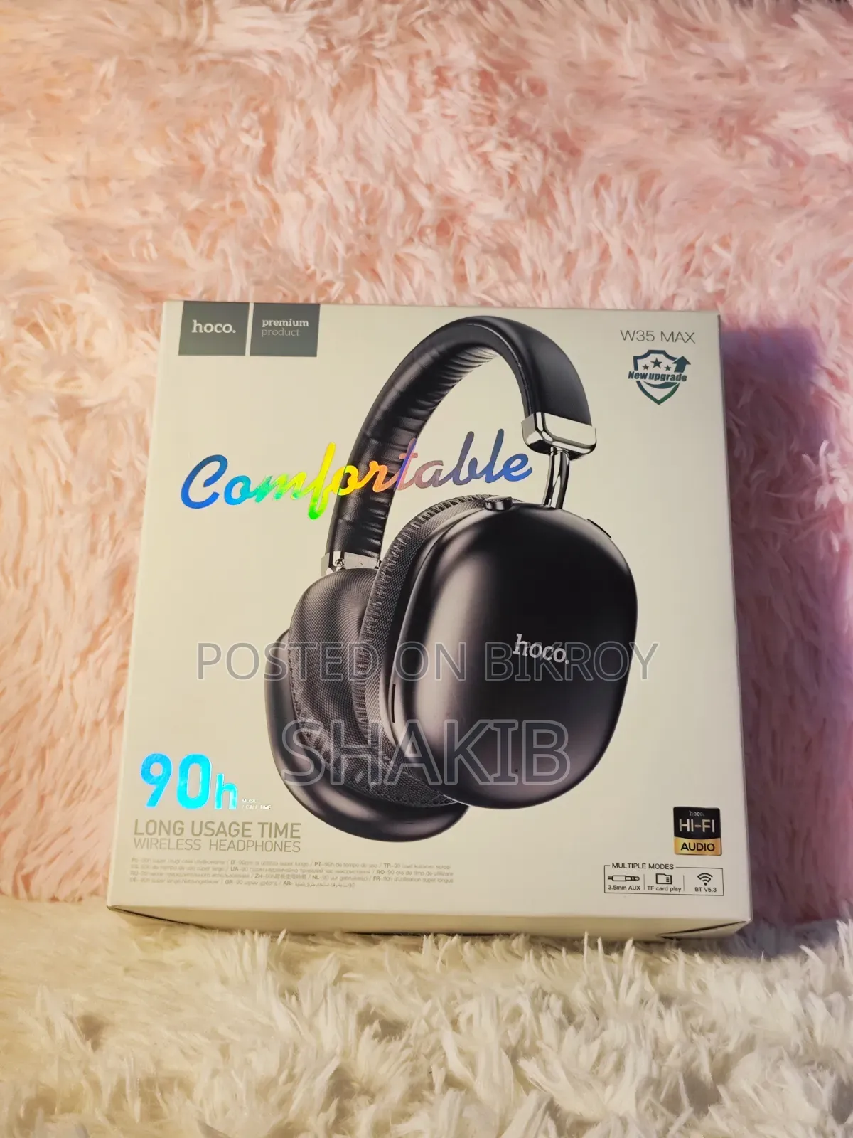 Hoco W35 Max Premium Wireless Headphone - 90 Hours Battery Life!