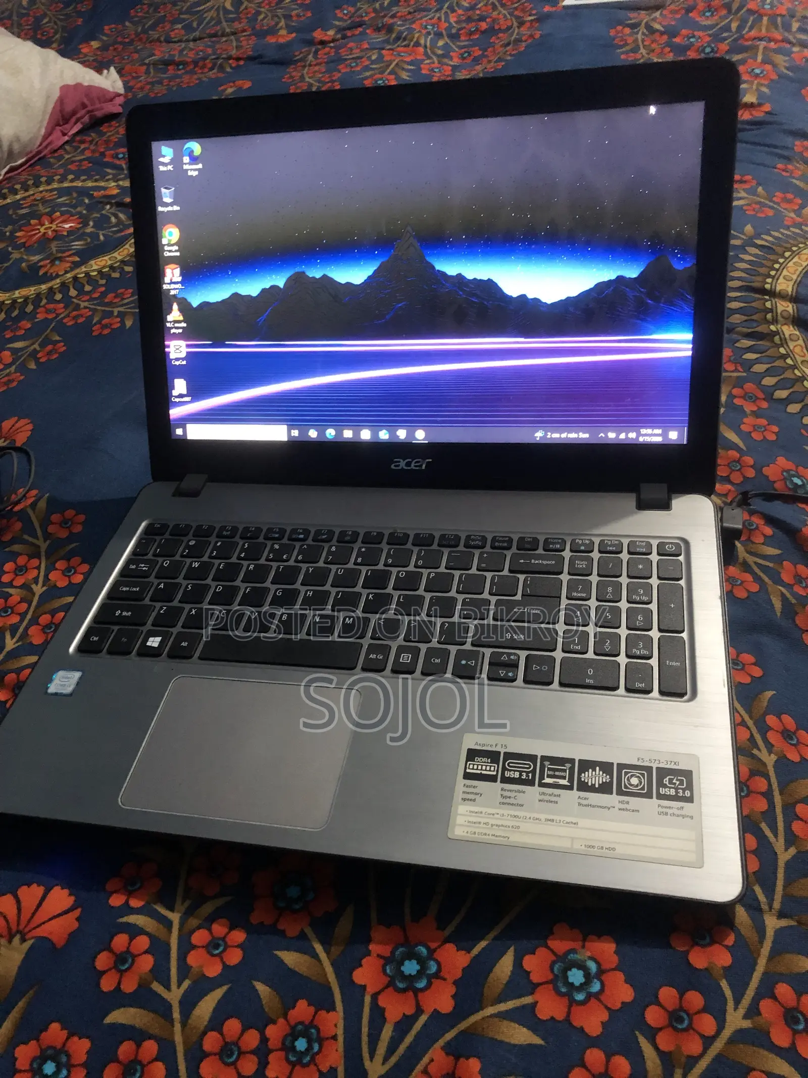 Laptop Acer Aspire F 8GB Intel Core i3 SSD 128GB