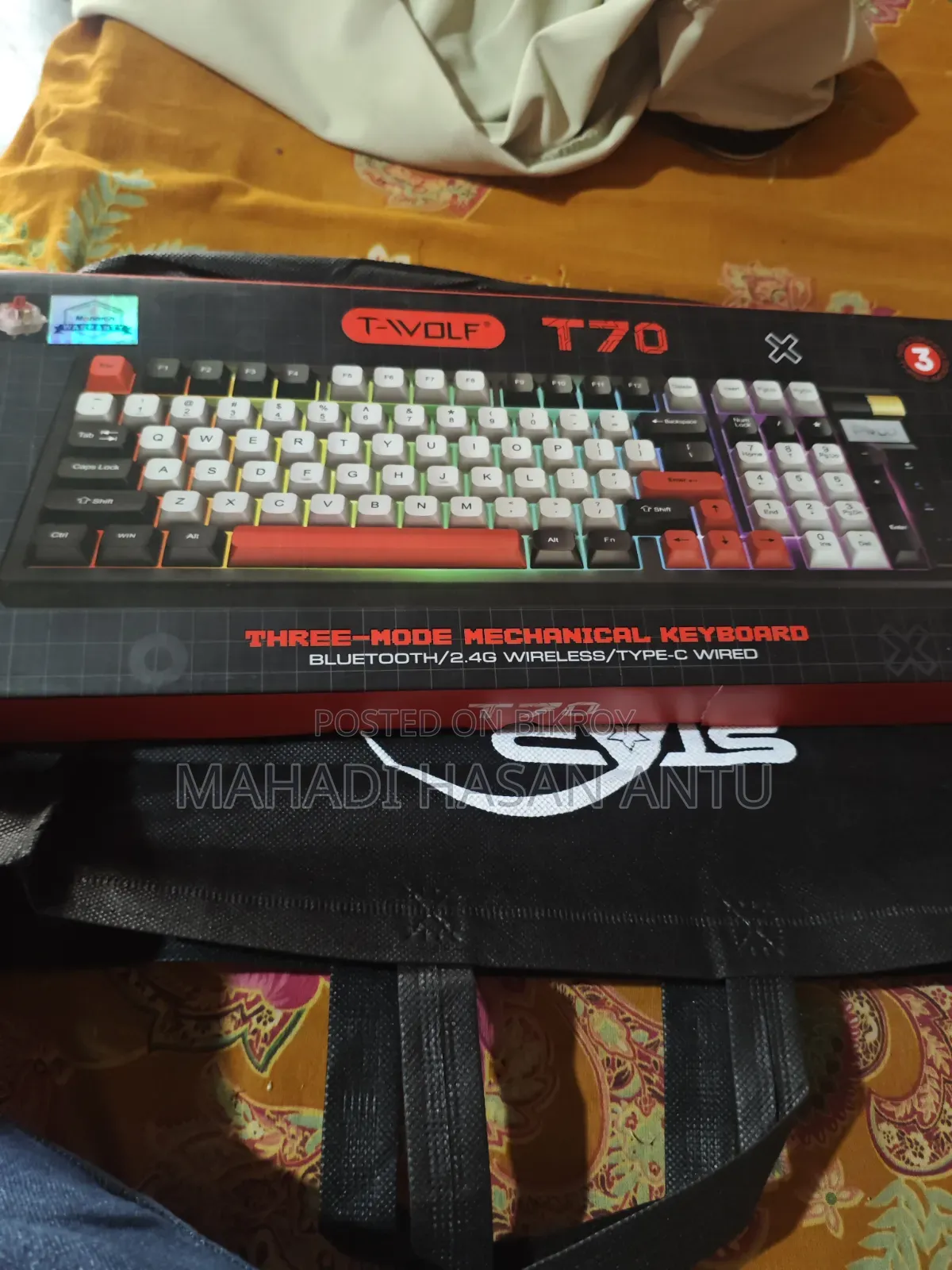 T-Wolf T-70 Tri-Mode Mechanical Keyboard