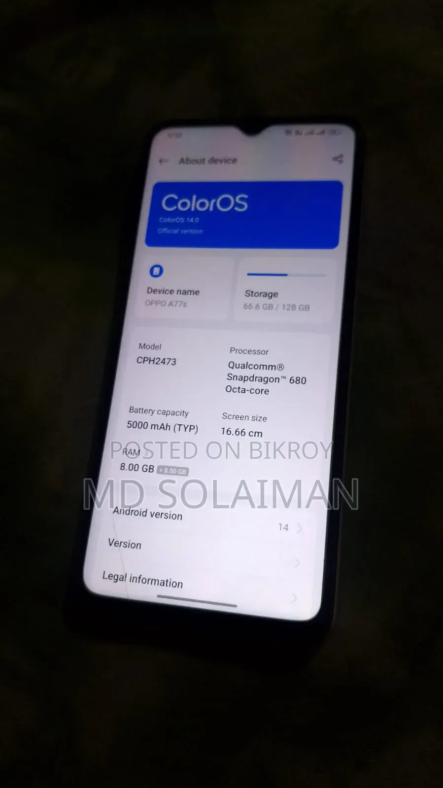 Oppo A77s 128 GB Orange