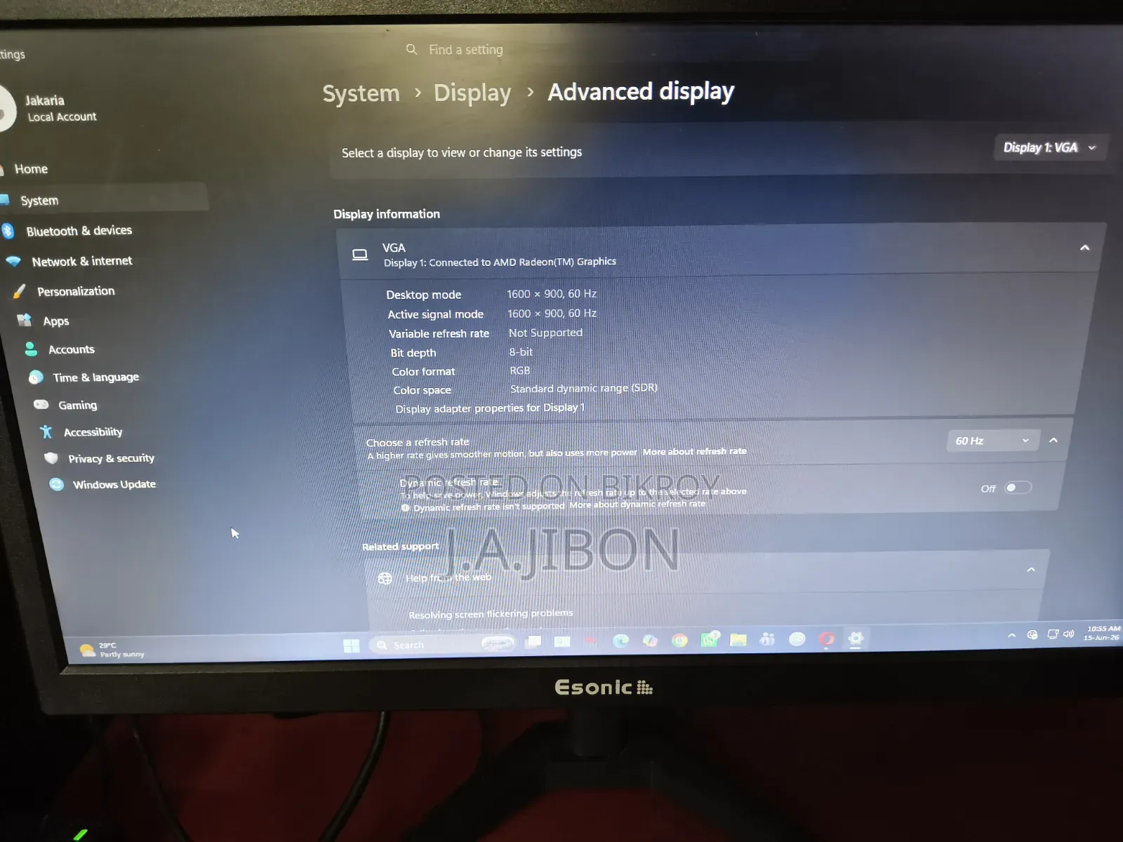 Esonic 19.5" HD+ (1600×900) Monitor