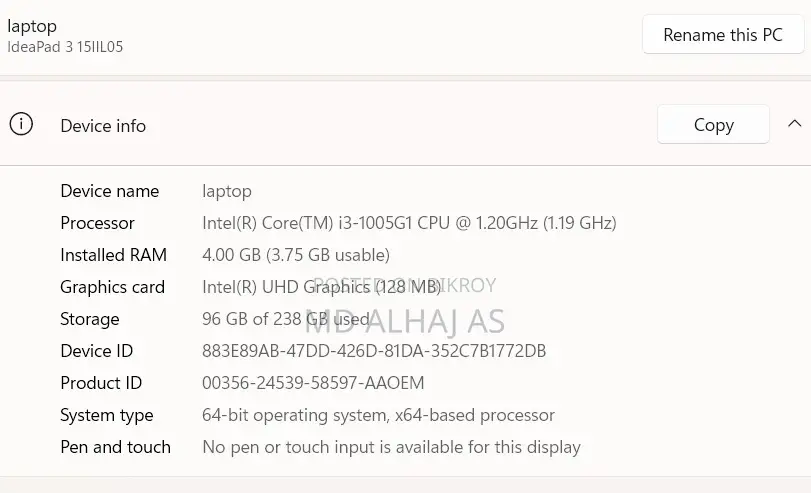 Laptop Lenovo Ideapad 3 4GB Intel Core I3 HDD 128GB