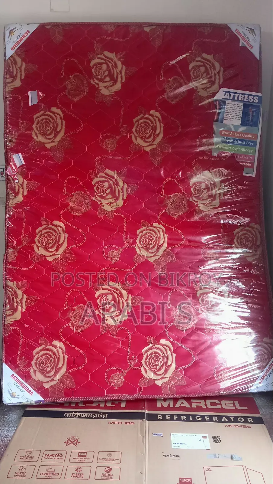 ম্যাট্রেস সহ মালয়েশিয়ান কাঠের ৫'ফুট/৭'ফুট সেমি ডাবল খাট বিক্রি