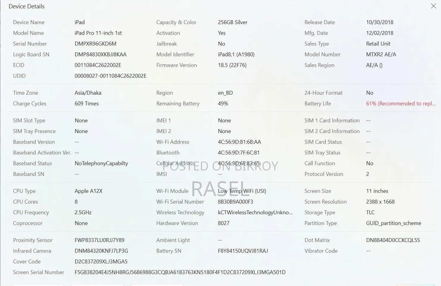Apple iPad Pro 11 (2018) 256 GB Silver