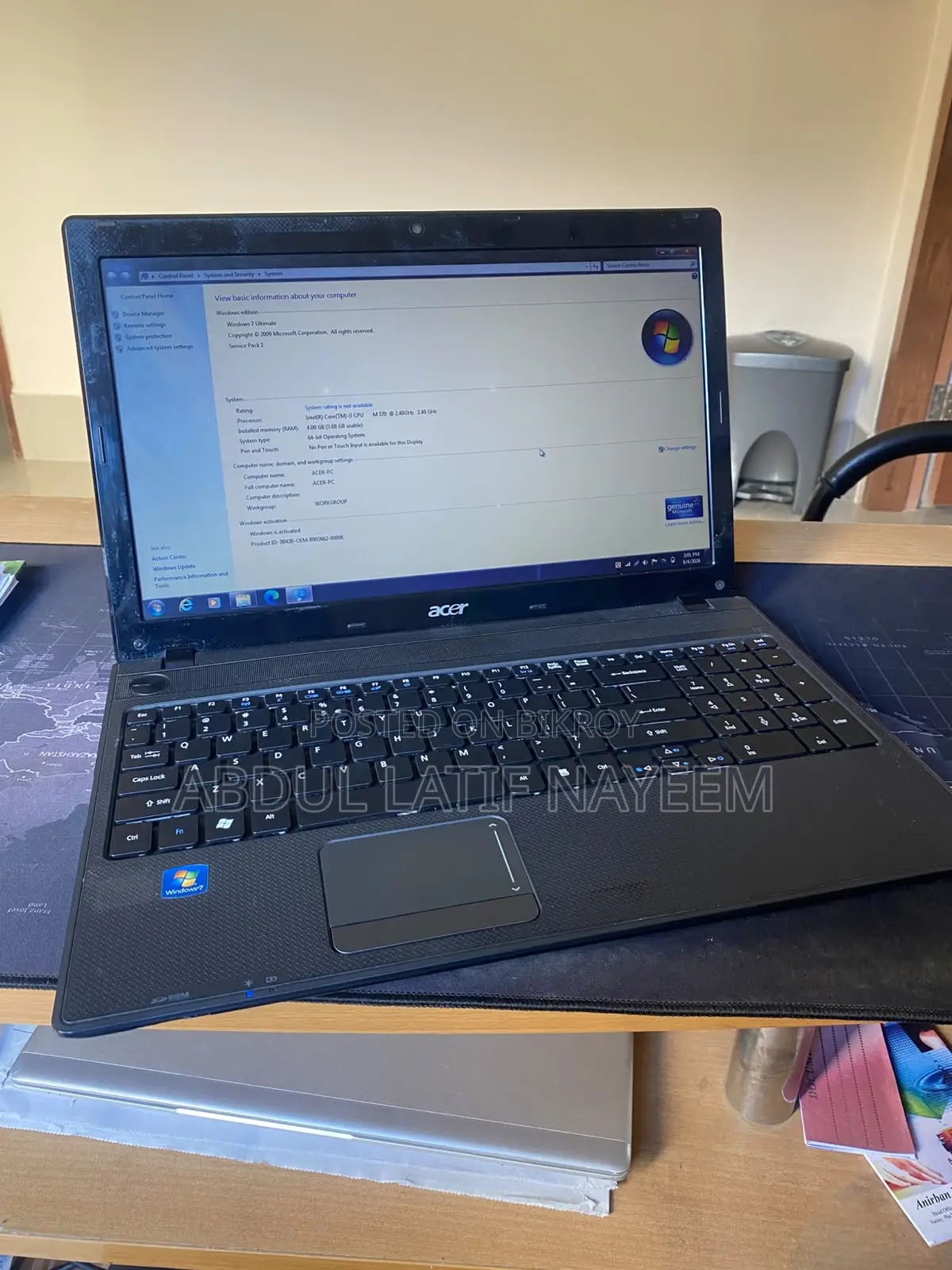 Laptop Acer Aspire 4740 4GB Intel Core i3 HDD 500GB