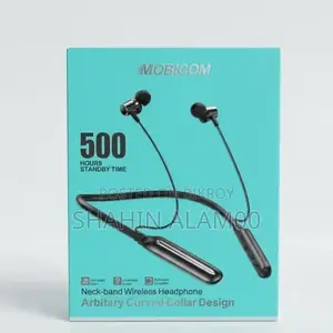 Mobicom E80 লং-লাস্টিং ব্লুটুথ নেকব্যান্ড – ৫০০ আওয়ার্স স্ট্যান্ডবাই