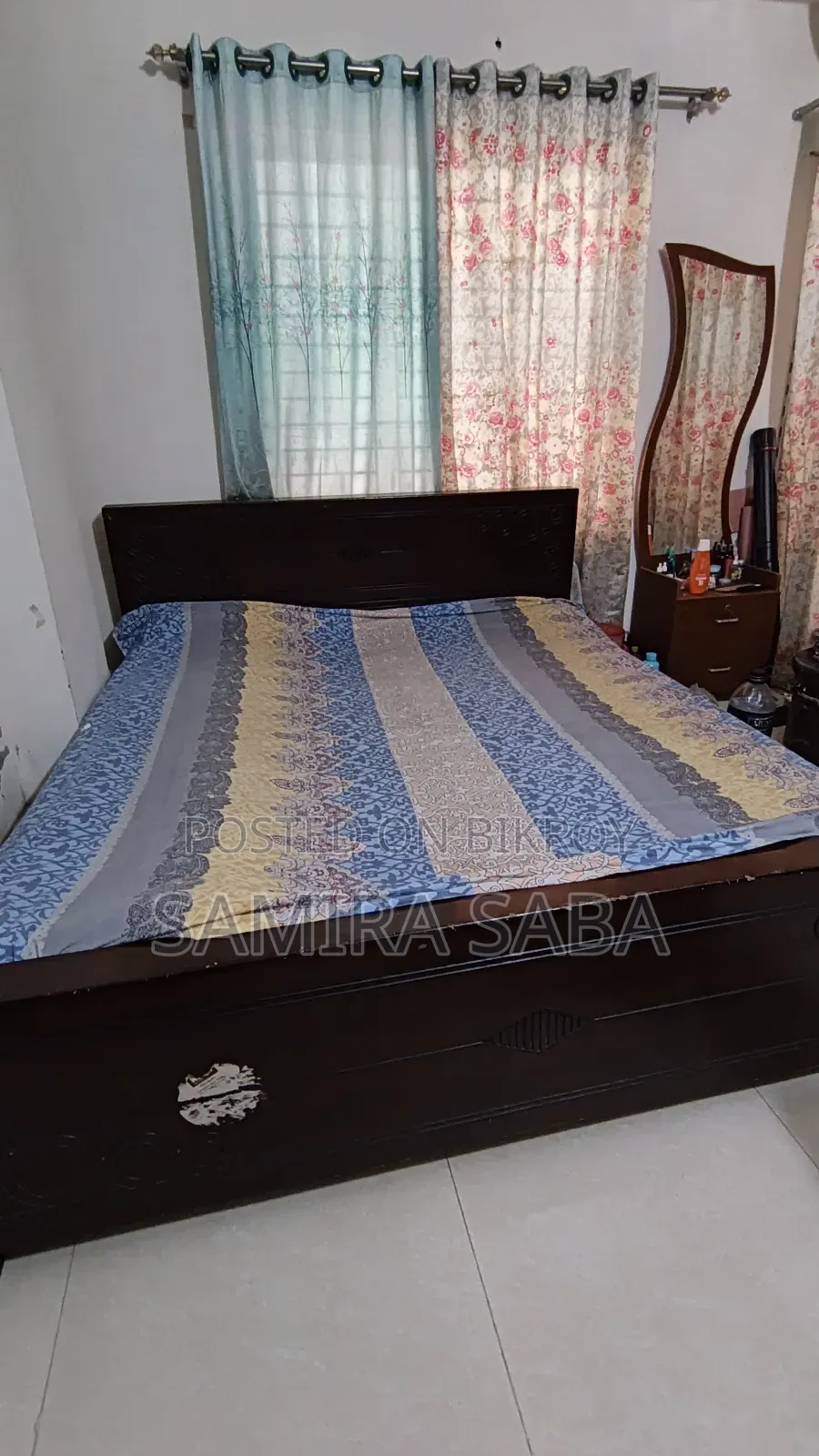6'×7' বড় সাইজের মজবুত উডকঠের(Partex) খাট – ভালো কন্ডিশন