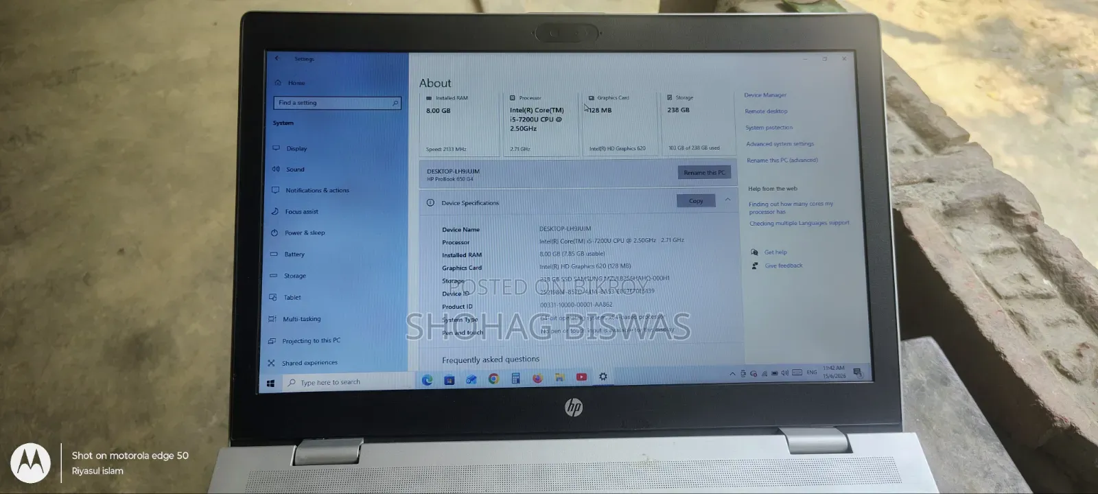 Laptop HP 650 G4 8GB Intel Core i5 HDD 128GB