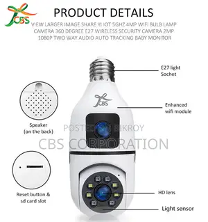 CBS 2MP+2MP HD Dual Lens Bulb Smart WiFi IP Camera