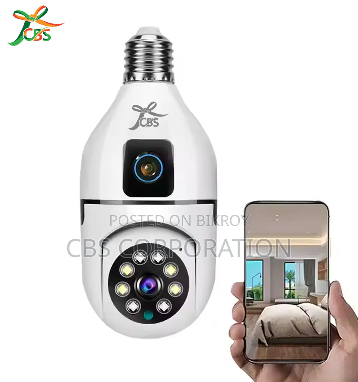 CBS 2MP+2MP HD Dual Lens Bulb Smart WiFi IP Camera
