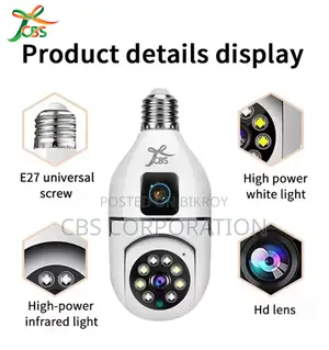 CBS 2MP+2MP HD Dual Lens Bulb Smart WiFi IP Camera