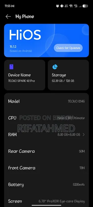 টেকনো স্পার্ক ৪০ প্রো ১২৮ জিবি