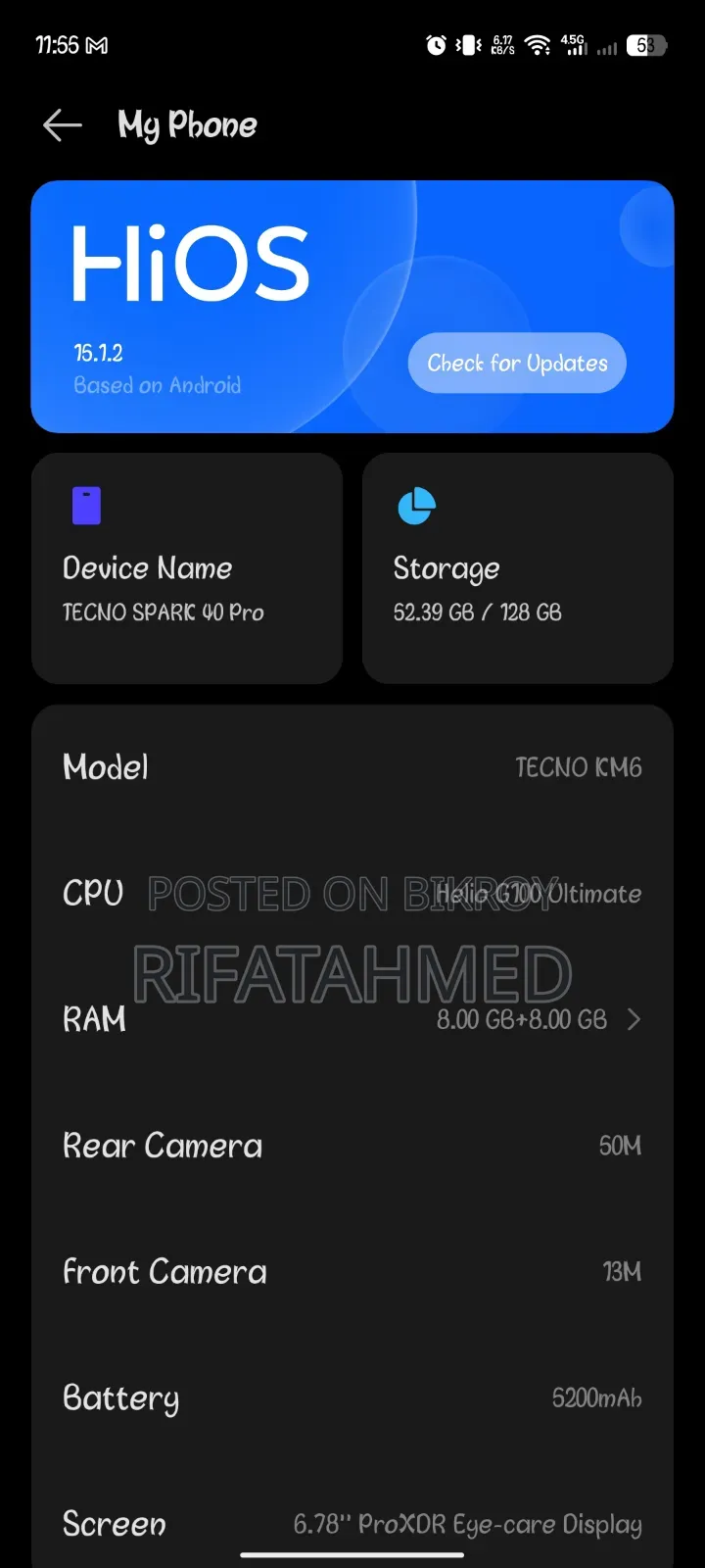 টেকনো স্পার্ক ৪০ প্রো ১২৮ জিবি