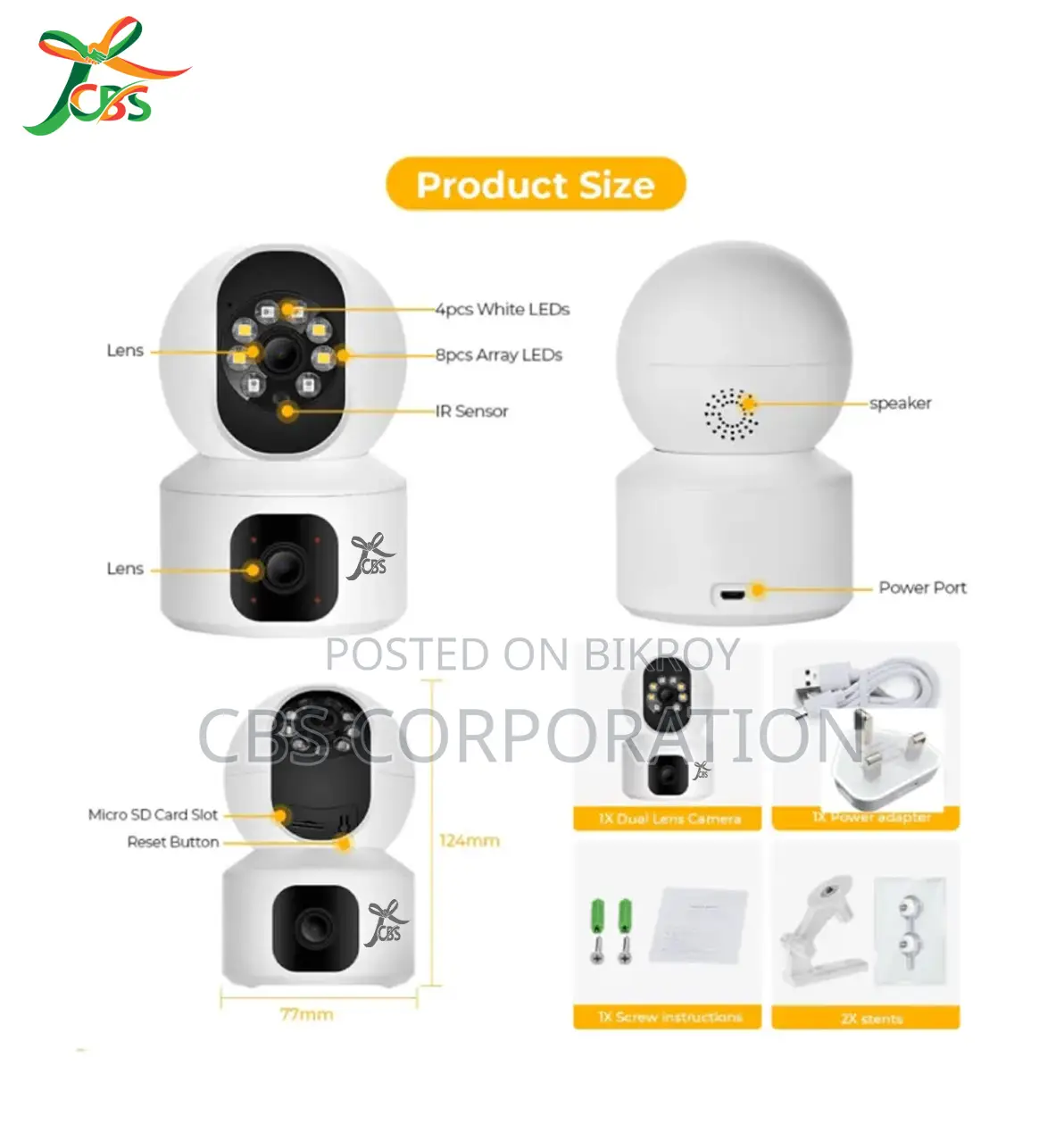 CBS 2MP + 2MP HD Dual Lens WiFi IP Smart Doll Camera