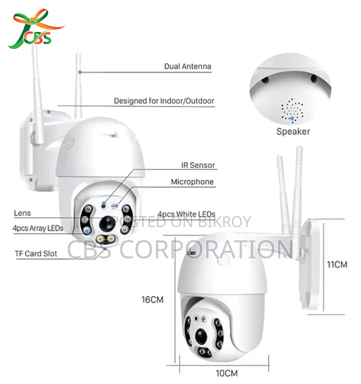 Full HD V380 Pro 2MP Wi-Fi+LAN IP66 (PTZ) Surveillance Camera