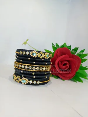 ব্ল্যাক কাস্টমাইজ রেশমি ব্যাঙ্গেল কালেকশন