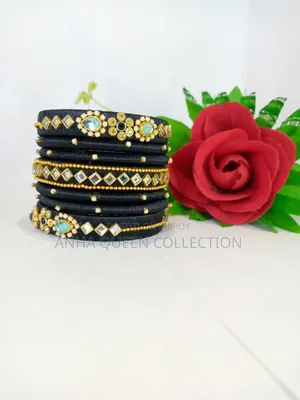 ব্ল্যাক কাস্টমাইজ রেশমি ব্যাঙ্গেল কালেকশন