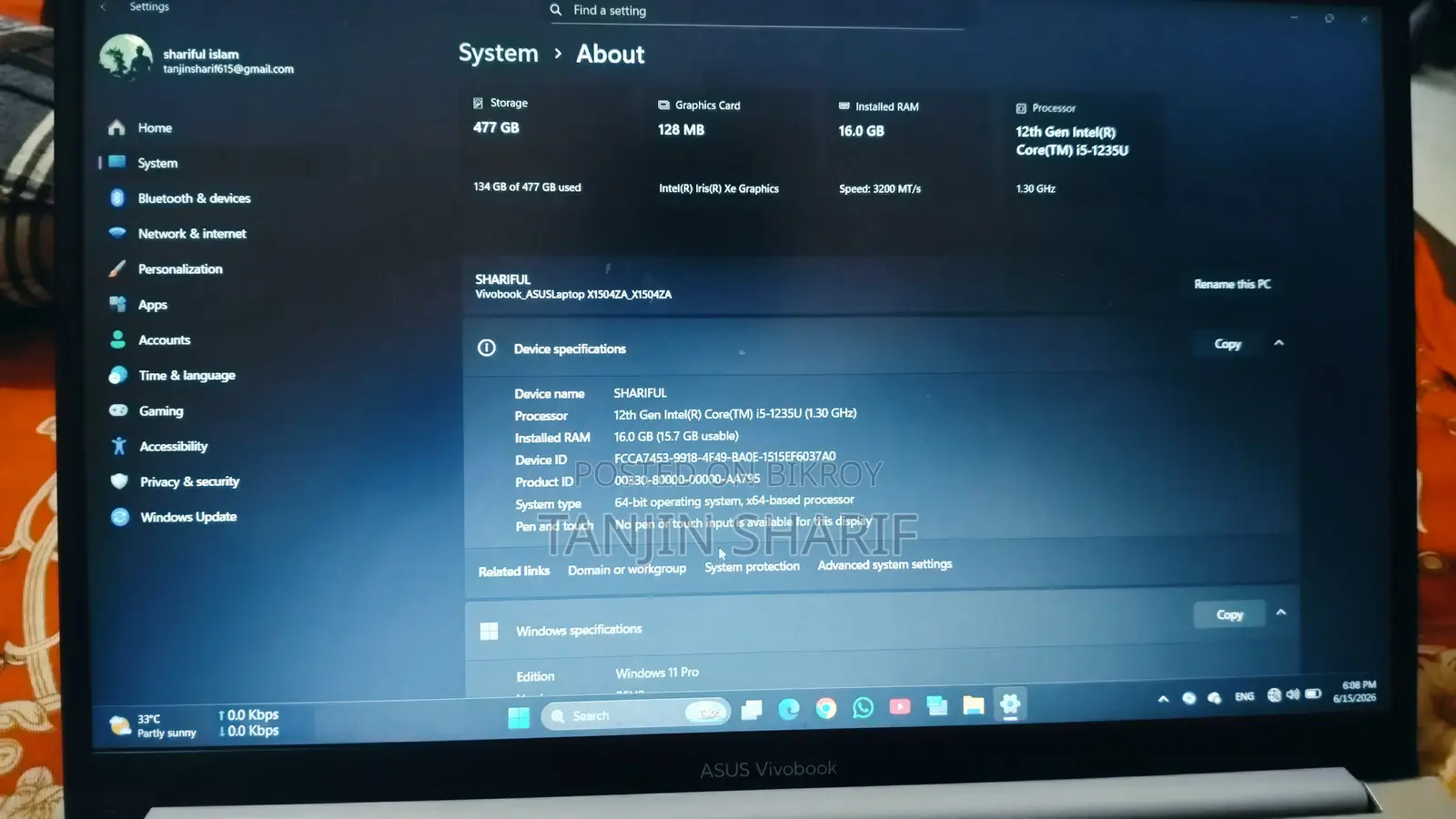 Laptop Asus VivoBook S15 S530UN 8GB Intel Core i5 HDD 512GB