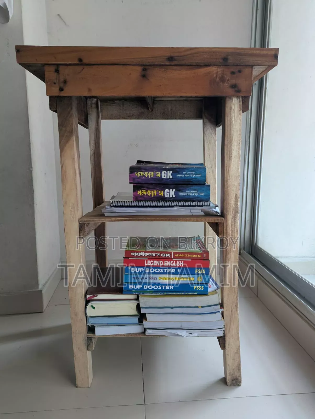 Handmade Wooden Study Table with Shelf