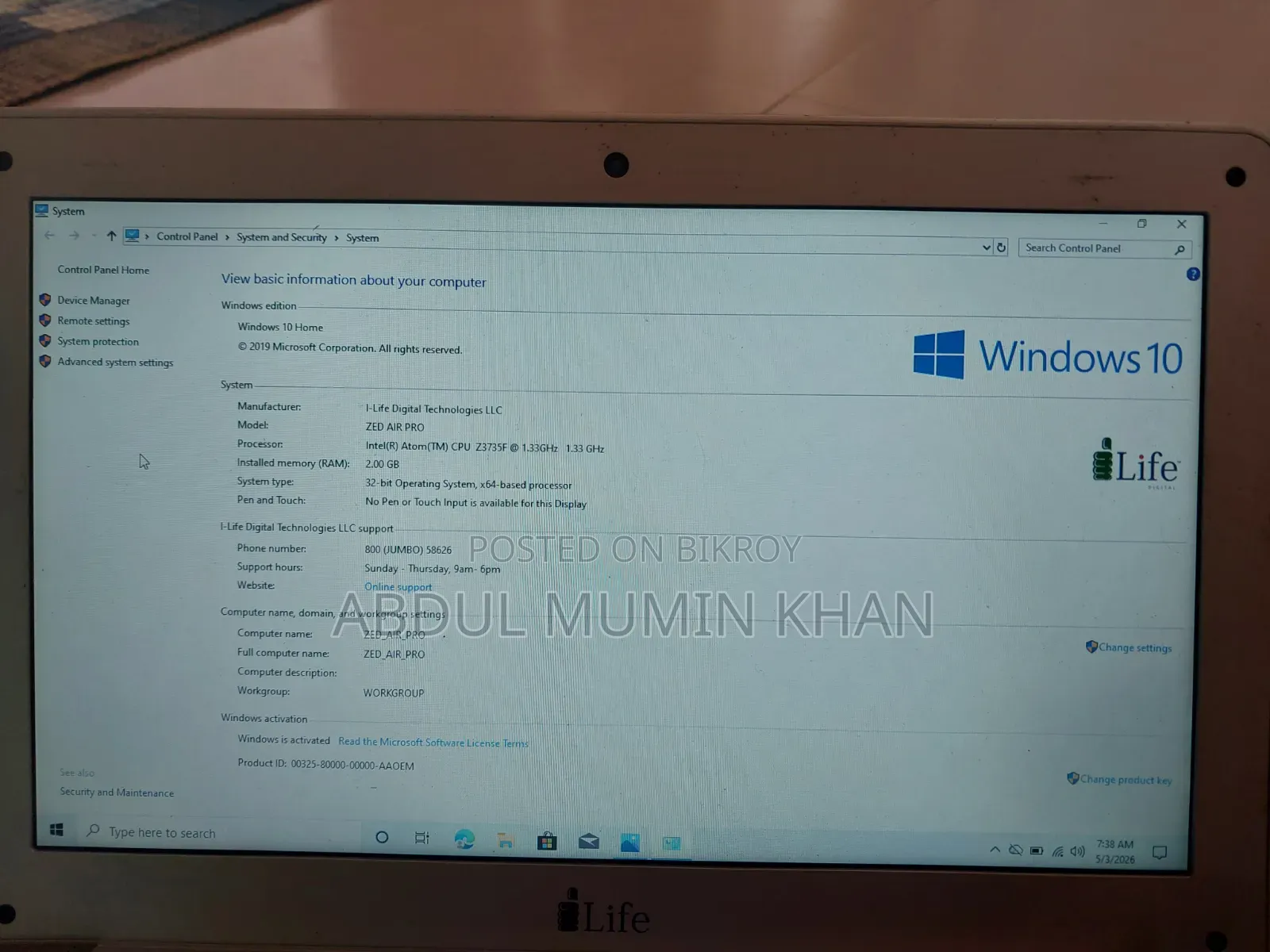Laptop I-Life ZedAir 2GB Intel SSD 32GB
