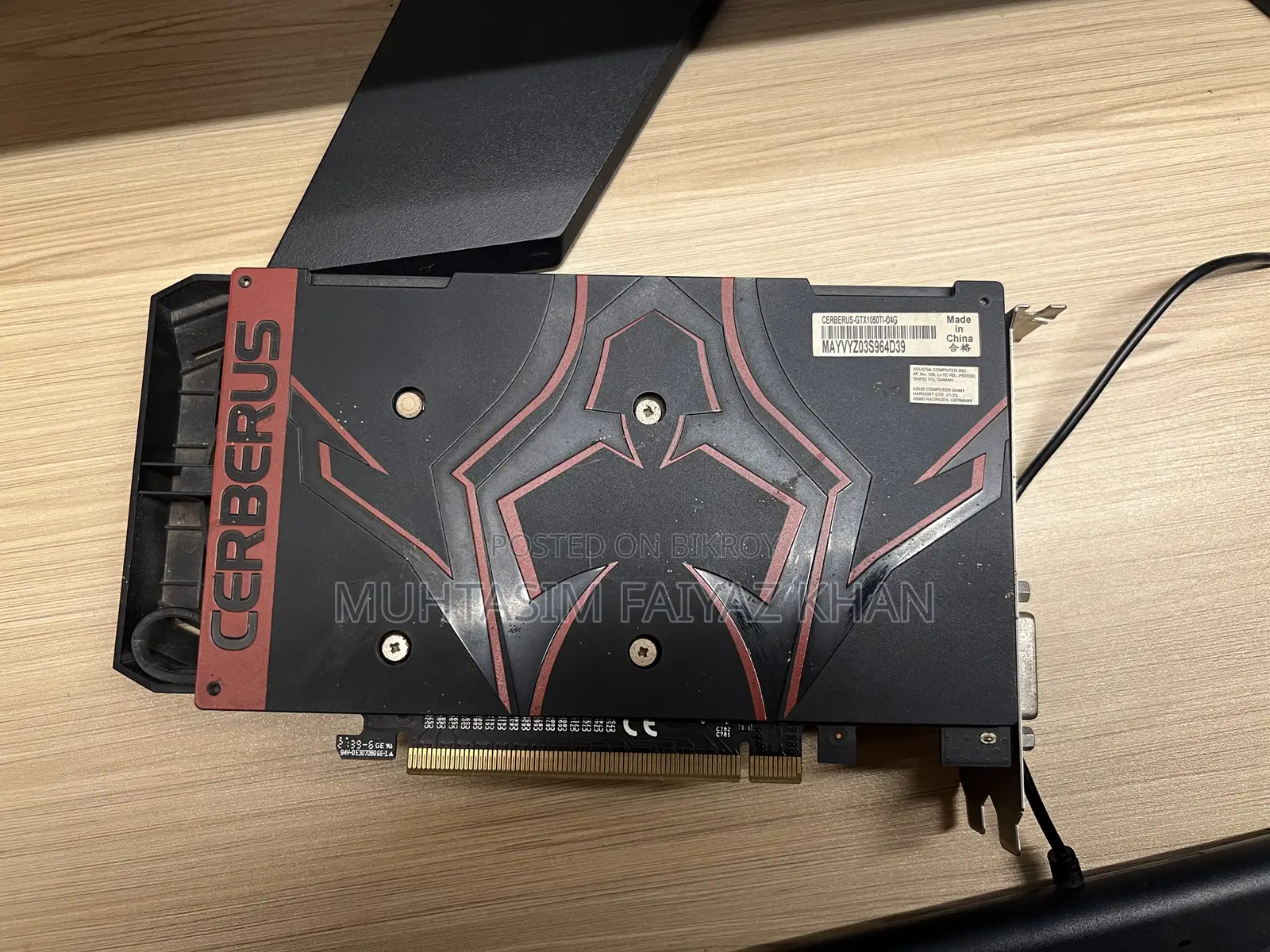 Asus Cerberus GTX 1050ti 4gb Backplate Edition for Sale